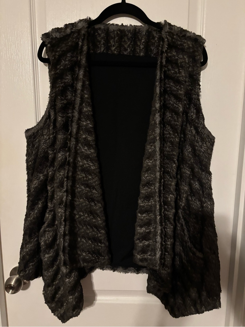 G by Giuliana Faux Fur Open-Front Vest — Dark Gray